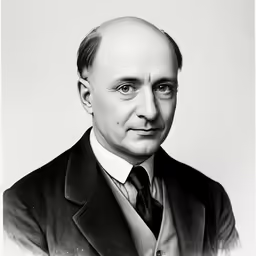 black and white portrait of a man wearing a suit