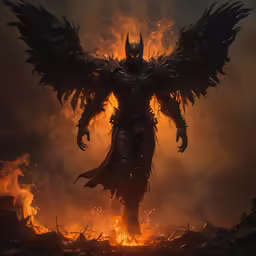 a painting of a demonic demon with wings over it