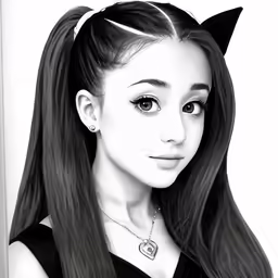 a girl with long hair wearing cat ears