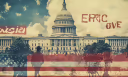 a political image is on the top of a building