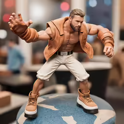 a toy man is on top of a table