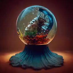 an image of a girl in the inside of a snow globe