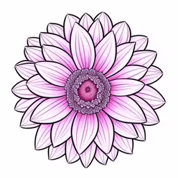 a large pink flower on a white background,a purple flower with white petals on the center