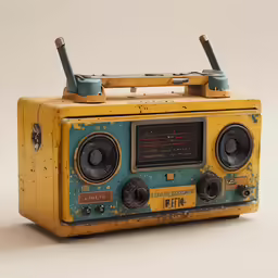 an old radio sits empty on the ground