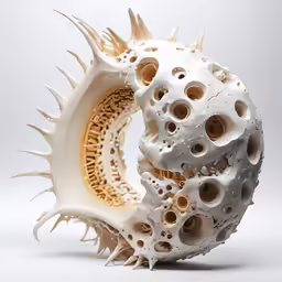 a white object with holes in it, with an intricate shape
