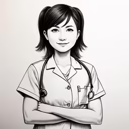 a black and white pencil drawing of a nurse