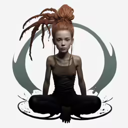 a girl with hair up sitting down and doing yoga