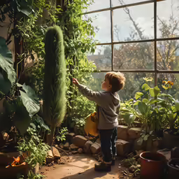 a little boy that is standing by a window