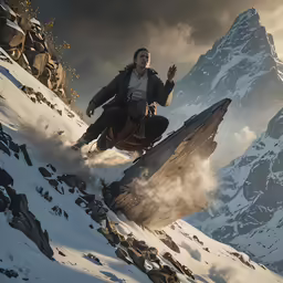 an animation character is performing on the snow