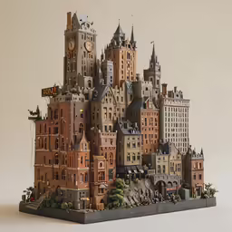 a city model is shown with several different buildings