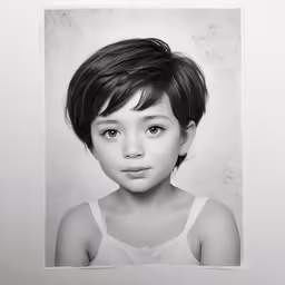 a black and white photo of a young girl