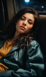 a woman in a yellow top looking ahead