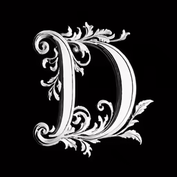 the letter d is decorated with flowers and vines