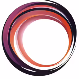 a circular abstract painting in purple and red