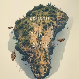 an island with a writing message on top
