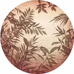 a circular photo of leaves on the water