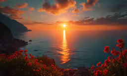 the sun is setting on a nice sunny day