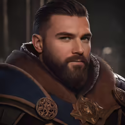a portrait shot of the man with his beard and shoulders full of hair