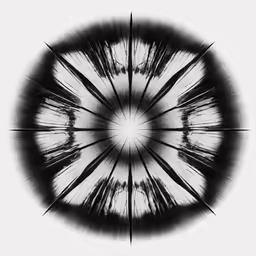 a circular image with lots of dark lines coming out of it
