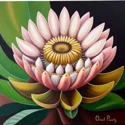 this is a picture of some flowers with their petals in the middle,a painting of a flower with flowers around it