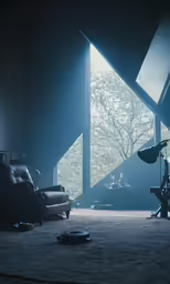 an empty room is shown with the light shining in