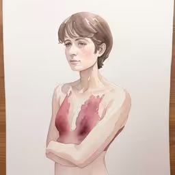 a painting on paper with a woman