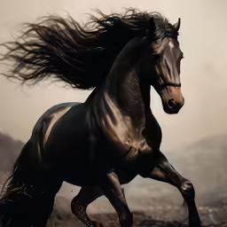 a photo of a horse running through the dirt