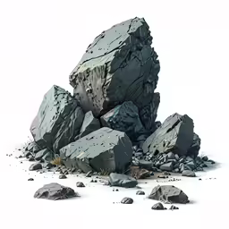 rock pile with gray rocks and grass