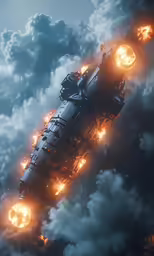 an image of some fire flying over the clouds