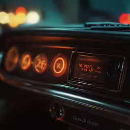 an old radio with different digital buttons