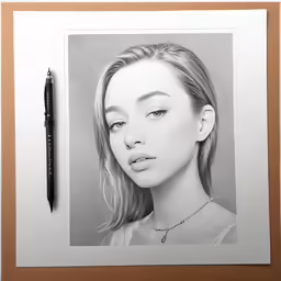 a pencil drawing of a woman with a cigarette in her mouth