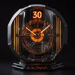 a clock with neon lights is on the floor