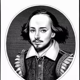 an oval picture of a man in black and white