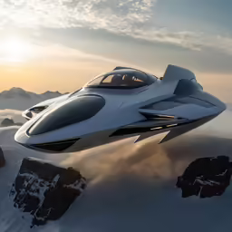 an unusual looking boat in the mountains