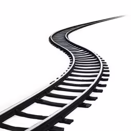 the train tracks are curved into different directions