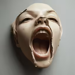 an image of a dummy face with a creepy facial expression
