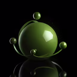 a green ball and some bubbles on top of it