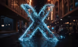 the letter x is being spray painted in ice