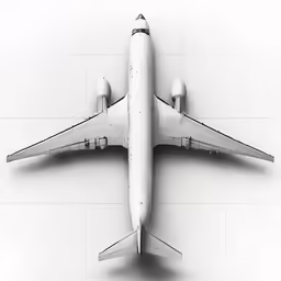 a rendering of a plane is shown from above