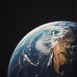 an earth shot taken from outer space looking down on the united states and the middle east