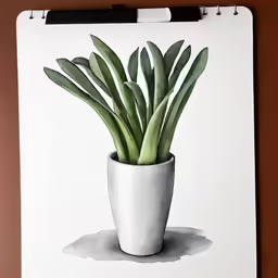 a drawing of an image of a plant with long green leaves