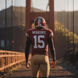 a man with a football uniform and numbers on