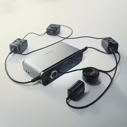 a video player and two cameras plugged in