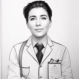 a woman wearing a suit and tie holding an award