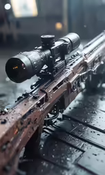 an item that looks like a rifle on the ground