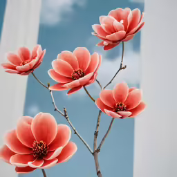 three flowers that are blooming on a plant