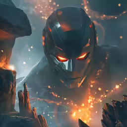 a robot from the upcoming movie, ultra man, stands in a snowy landscape