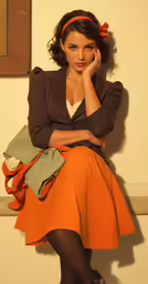 a woman wearing a dress, jacket and heels posing for the camera