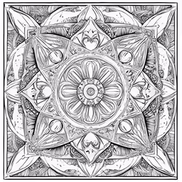 a stylized flower design on a black and white background
