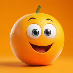 an orange with a face and a smile for the camera